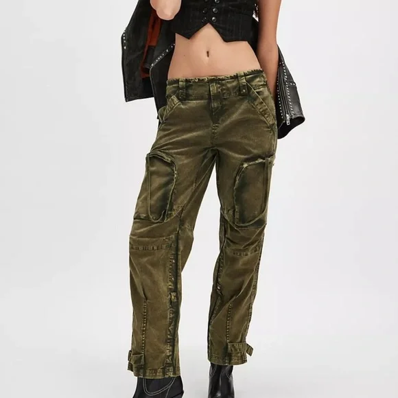 Free People Can’t Compare Slouch Pants Olive Cargo Pants - Picture 14 of 14